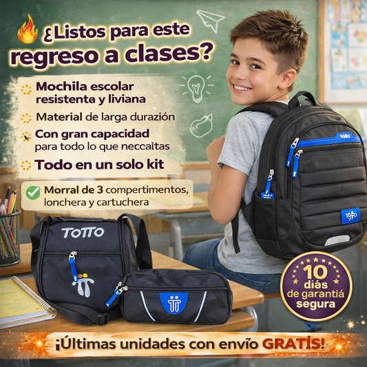 🎒 Morral TOTTO 3x1 – Morral + Lonchera + Cartuchera